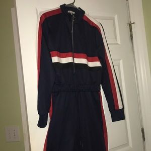 Jumpsuit navy red and white stripes